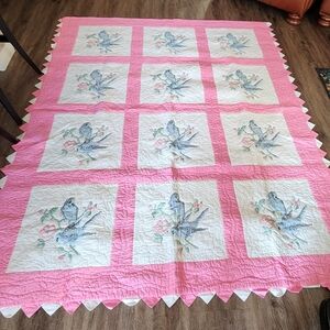 Vintage Pink & Blue Quilt #2865